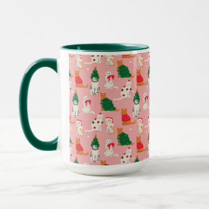 Christmas Cats in Festive Attire Pattern Mug