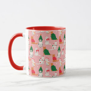 Christmas Cats in Festive Attire Pattern Mug