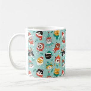 Christmas Cats in Holiday Sweaters Pattern Coffee Mug