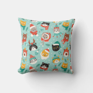 Christmas Cats in Holiday Sweaters Pattern Cushion