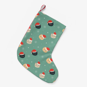 Christmas Cats in Santa Hats Pattern Small Christmas Stocking