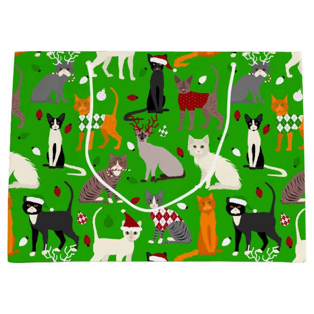 Christmas Cats Large Gift Bag (Front)