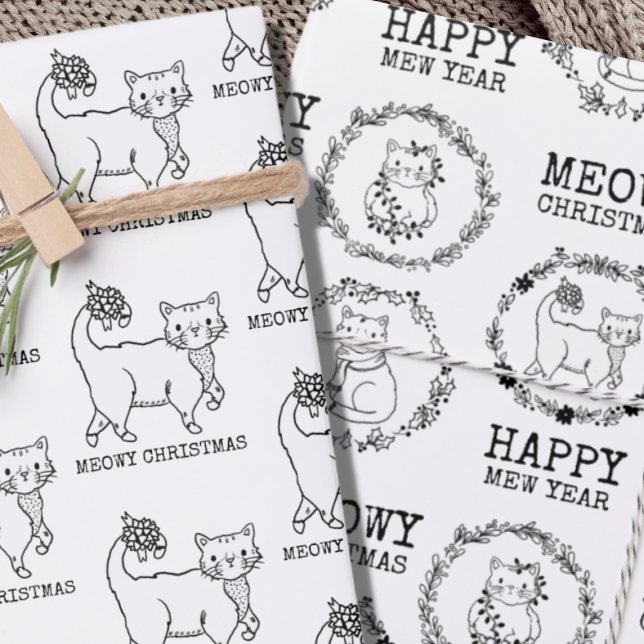Christmas Cats Meowy Christmas Cute Wrapping Paper Sheet (Creator Uploaded)