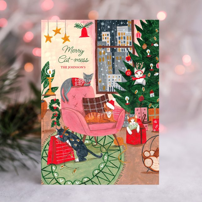 Christmas Cats Merry Cat-mess Holiday Card (Christmas Cats Merry Cat-mess Holiday Card)