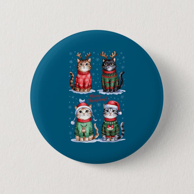 Christmas Cats _ Merry Christmas Cats Graphic  6 Cm Round Badge (Front)