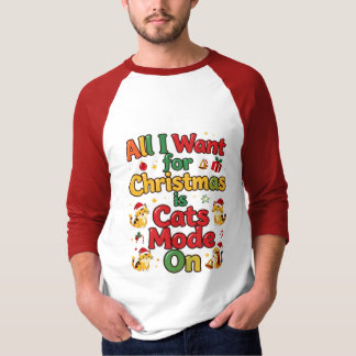 Christmas Cats Mode On Cute Holiday Cat Design T-Shirt