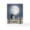 Christmas Cats on Fence with Moon