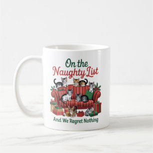 Christmas Cats On The Naughty List 90s Retro Cat Coffee Mug