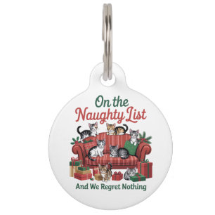 Christmas Cats On The Naughty List 90s Retro Cat Pet Tag