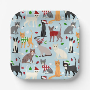 Christmas Cats Paper Plates