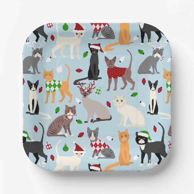 Christmas Cats Paper Plates (Front)