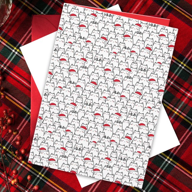 Christmas Cats Pattern Meowy Catmas Holiday  Card (Creator Uploaded)