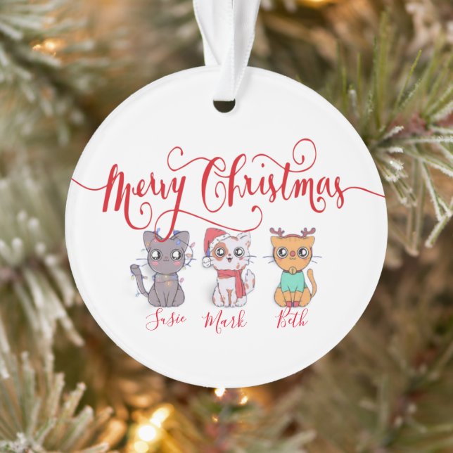 Christmas cats personalized ornament (Tree)