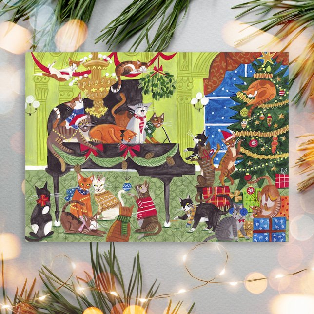 Christmas Cats playing Piano Holiday Card (Christmas Cats playing Piano Holiday Card)