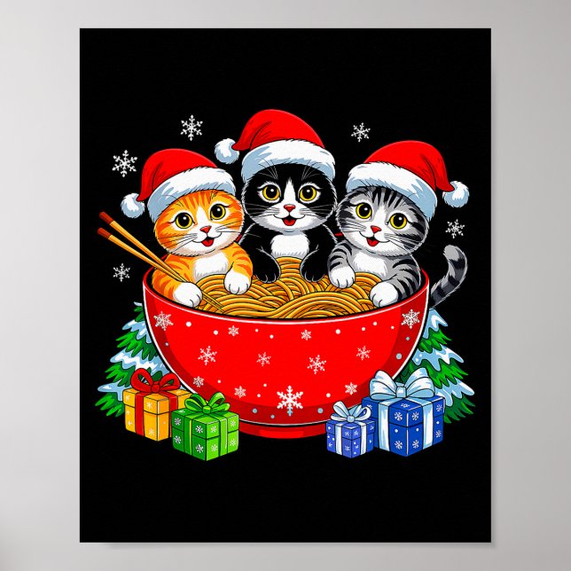 Christmas Cats Ramen Kitten Anime Xmas For Men Wom Poster (Front)