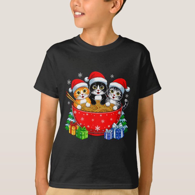 Christmas Cats Ramen Kitten Anime Xmas For Men Wom T-Shirt (Front)