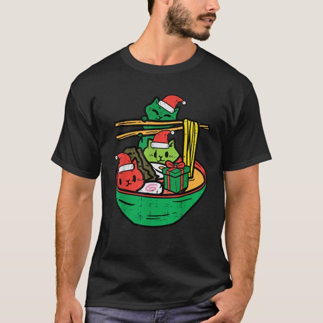 Christmas Cats Ramen Xmas Japanese Noodles Women G T-Shirt (Front)