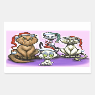 Christmas Cats Rectangular Sticker