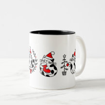 Christmas Cats Red Black White Mug