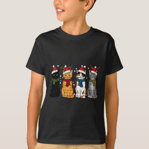 Christmas Cats Santa Cute Xmas Kittens Women Girls T-Shirt