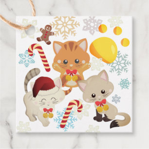Christmas Cats Snowflake Pattern Holiday Gift Tags