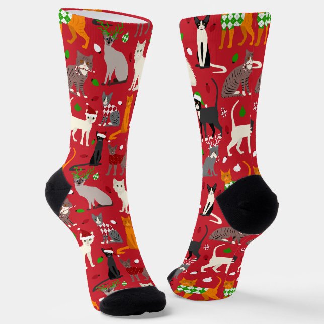 Christmas Cats Socks (Angled)