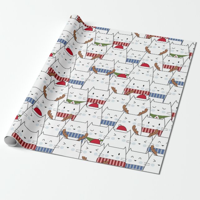 Christmas Cats Wrapping Paper (Unrolled)