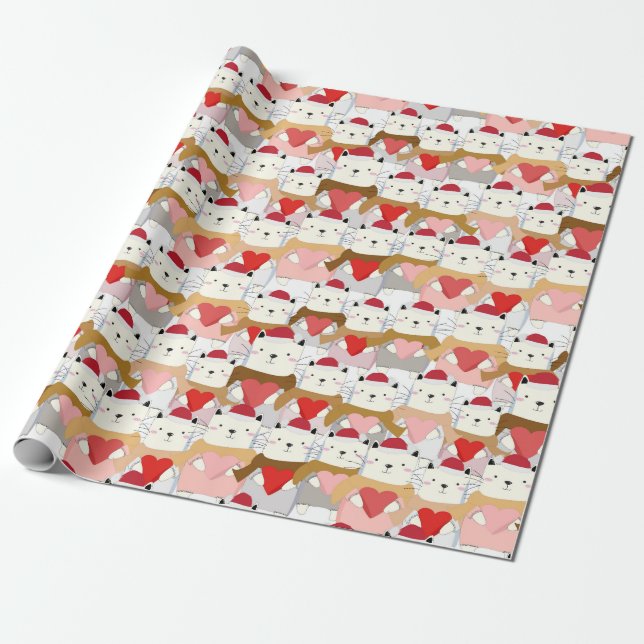 Christmas Cats Wrapping Paper (Unrolled)