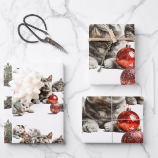 Christmas Cats Wrapping Paper Sheet