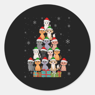 Christmas Cats Xmas Meow Christmas  Classic Round Sticker