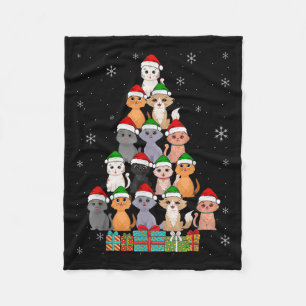 Christmas Cats Xmas Meow Christmas  Fleece Blanket