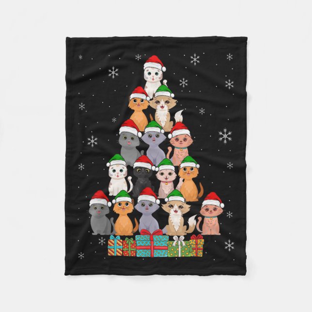 Christmas Cats Xmas Meow Christmas  Fleece Blanket (Front)