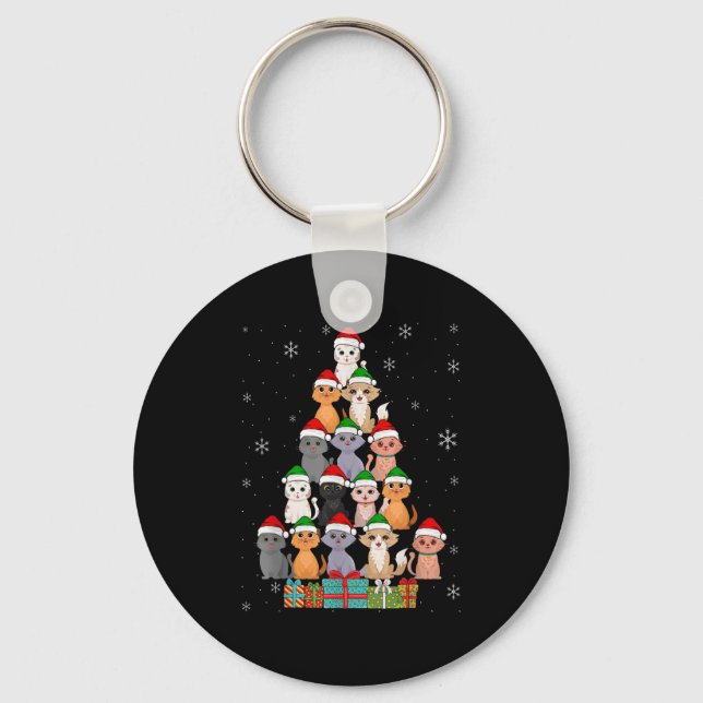Christmas Cats Xmas Meow Christmas  Key Ring (Front)