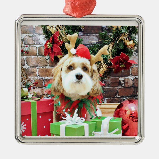Christmas - Cavachon - Max Metal Tree Decoration (Front)