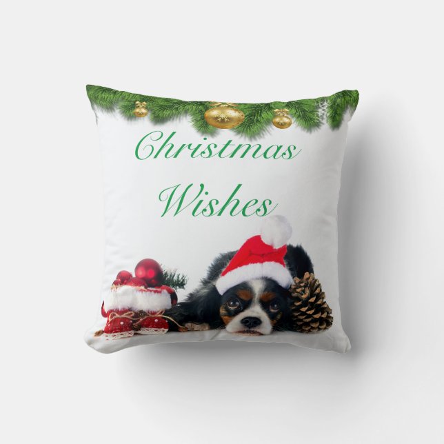 Christmas Cavalier King Charles Spaniel Dog Cushion (Front)