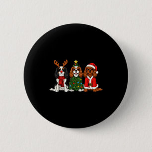 Christmas Cavalier King Charles Spaniel Santa Rein 6 Cm Round Badge