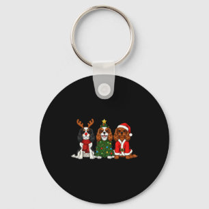 Christmas Cavalier King Charles Spaniel Santa Rein Key Ring