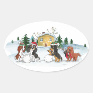 Christmas Cavalier King Charles Spaniel stickers
