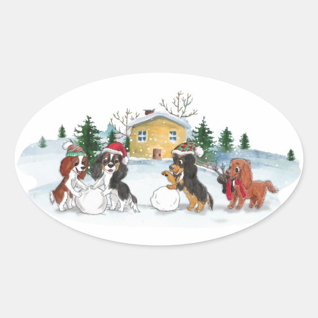 Christmas Cavalier King Charles Spaniel stickers (Front)