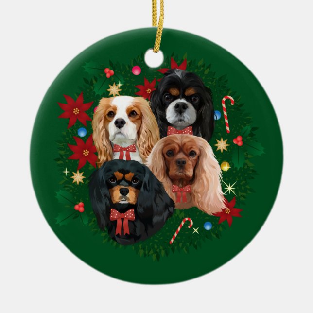 Christmas Cavalier King Spaniel Ornaments (Front)
