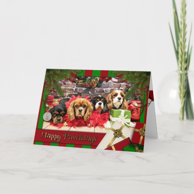 Christmas - Cavalier - Sweet Pea, Lily, Rose Poppy Holiday Card (Front)
