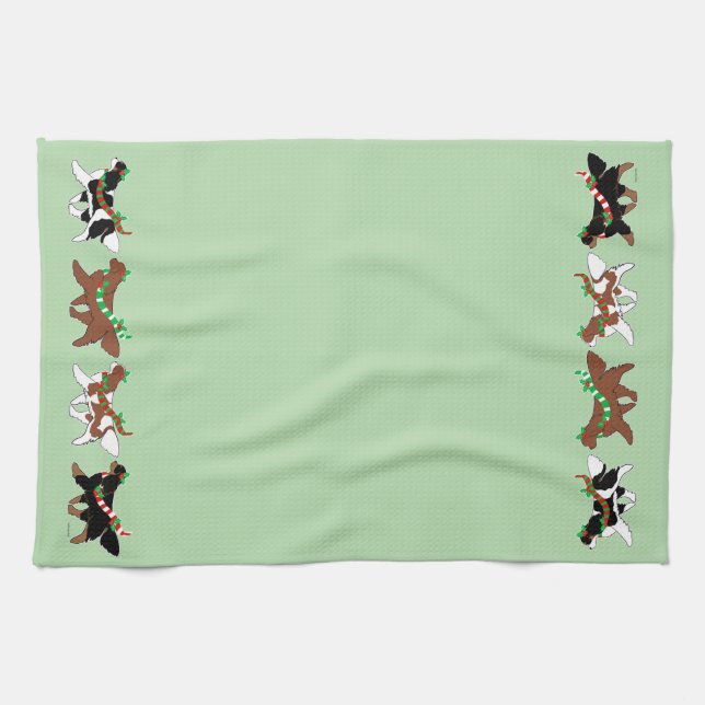 Christmas Cavaliers Parade Tea Towel (Horizontal)