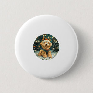 Christmas Cavapoo Reindeer Dog Santa Hat Cute Holi 6 Cm Round Badge