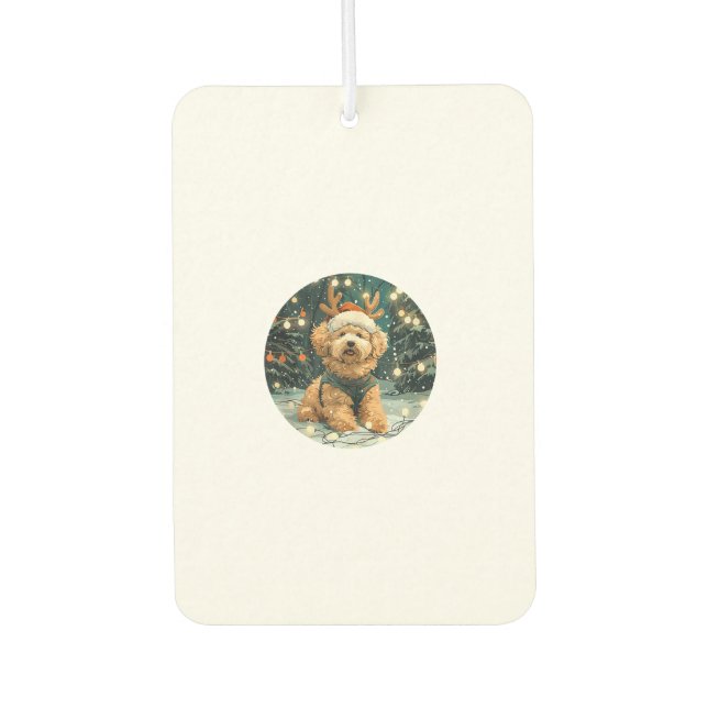 Christmas Cavapoo Reindeer Dog Santa Hat Cute Holi Car Air Freshener (Front)