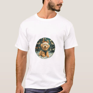 Christmas Cavapoo Reindeer Dog Santa Hat Cute Holi T-Shirt