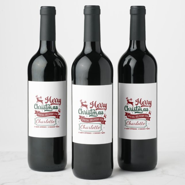 Christmas celebrates the holidays! wine label (Bottles)