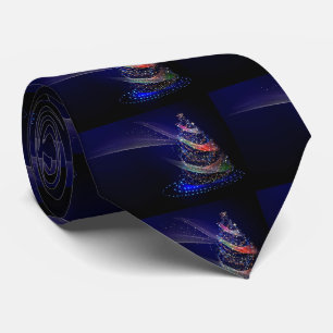 Christmas Celebration Colourful Tree Navy Blue Tie