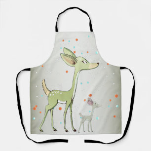 Christmas Celebration Green Deers Holidays Cute Apron