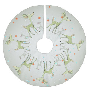 Christmas Celebration Green Deers Holidays Cute Brushed Polyester Tree Skirt