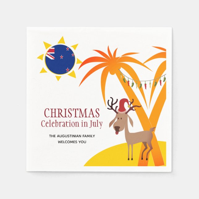 CHRISTMAS CELEBRATION IN JULY New Zealand Paper Napkin (Front)